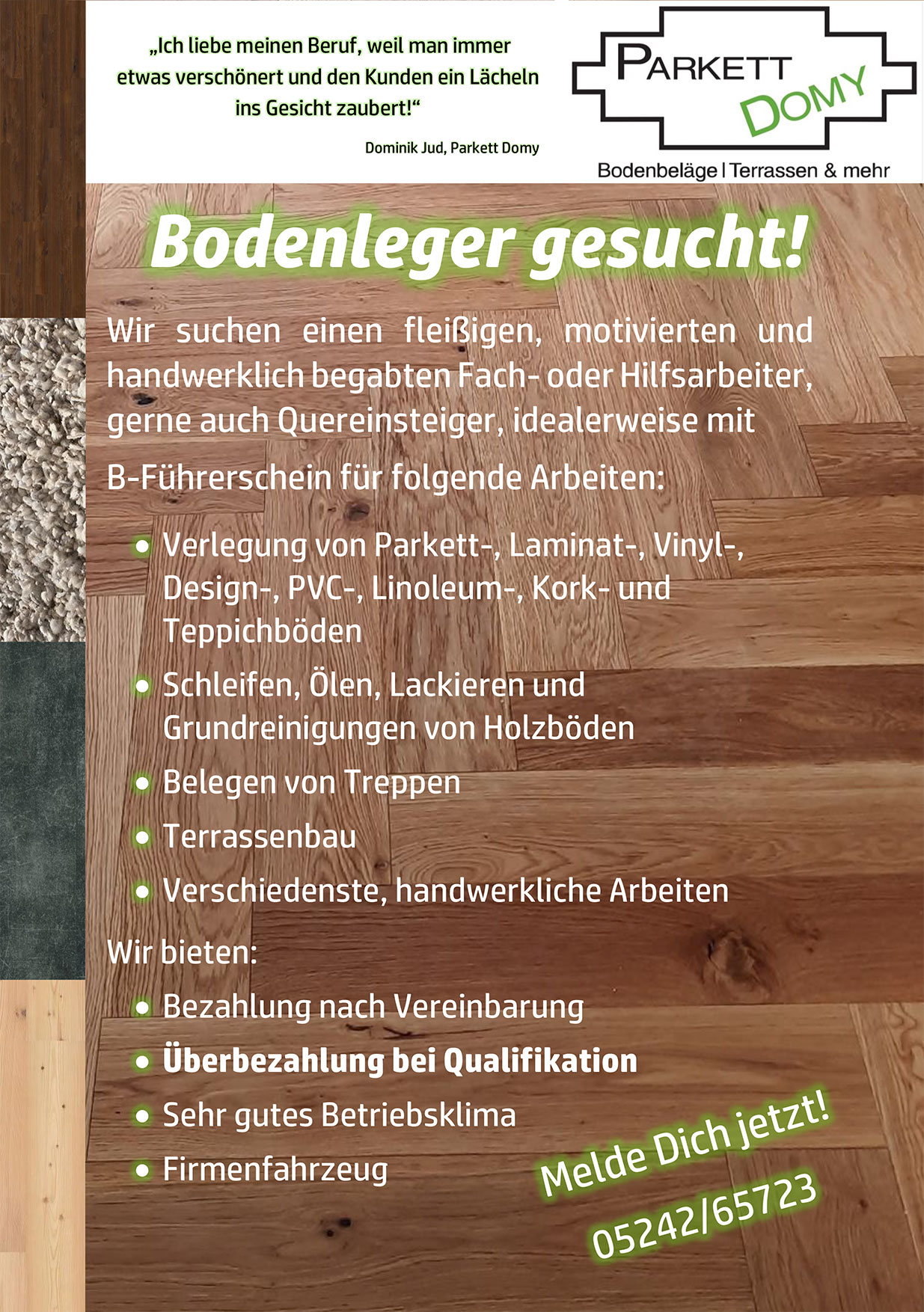 Stellenanzeige Bodenleger